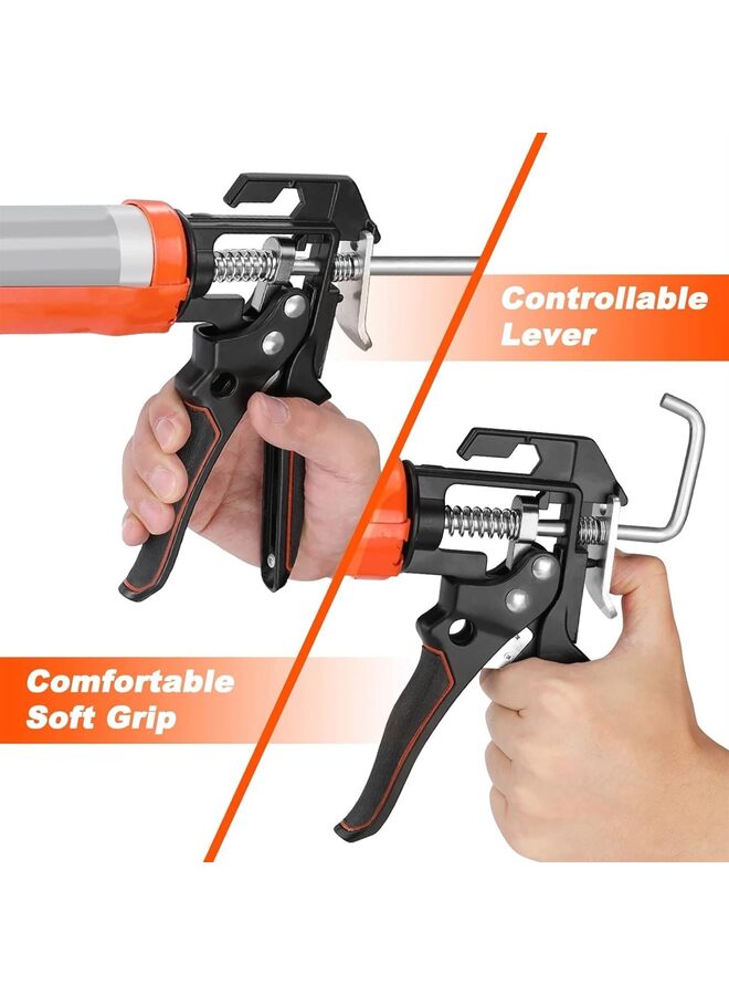 يُسلِّم مسدس سيليكون مانع للتسرب، مثالي للتسريب/التعبئة/الإغلاق، بمقبض مريح وقضيب حديدي أملس، مناسب للبلاط وفواصل النوافذ، نسبة دفع 8:1 - Image 5